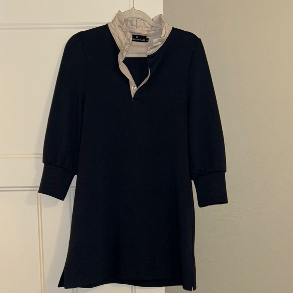 Tuckernuck Navy Dress with Cream Collar